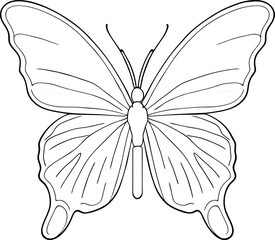 black butterfly tattoo art sticker on white bacground. butterfly line art vector on white background