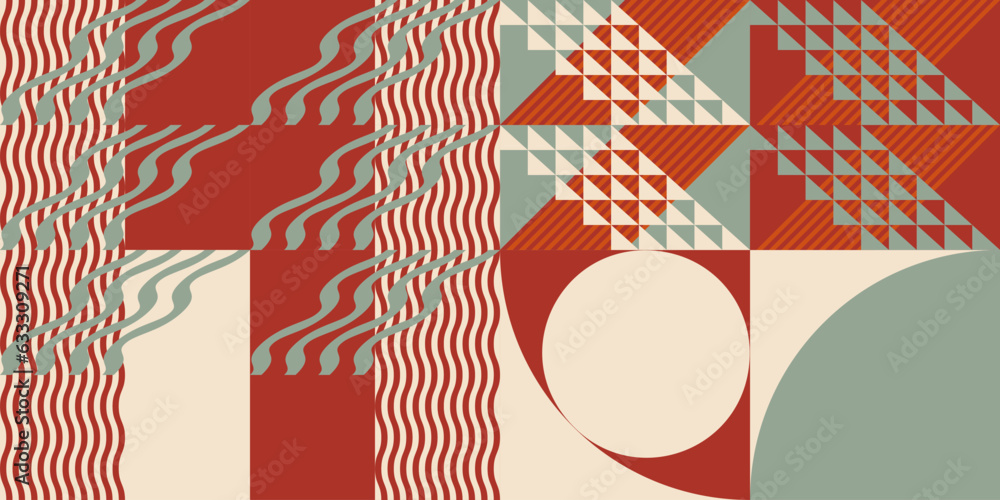 Leinwandbilder modern abstract geometric vector seamless pattern with simple elements and shapes like circle, squar