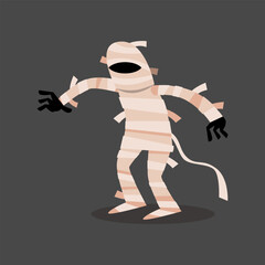Mummy . Halloween cartoon characters . Vector .