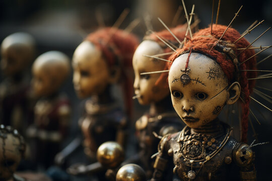 closeup shot of Voodoo Dolls and Mystic Artifacts 