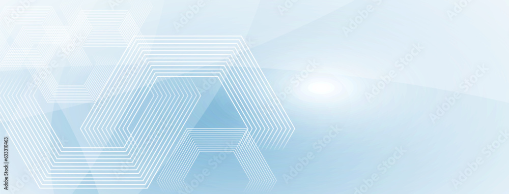 Aufkleber technology banner design with hexagons abstract background.