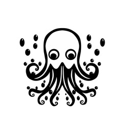 octopus vector logo illustration in black and white color