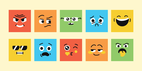 Characters color elements. Mascots of emotions.