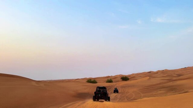 buggy in the desert at sunset, extreme sand riding, buggy ride in the desert, desert sunset