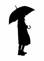 Vector design set women with umbrella silhouete
