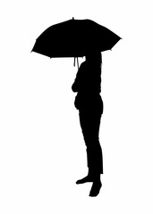 Vector design set women with umbrella silhouete