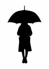 Vector design set women with umbrella silhouette