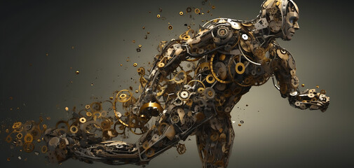 futuristic sci-fi robot punk industrial style robot AI generated pictures