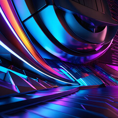 Abstract 3d polygon shaped futuristic dark background. Generative AI