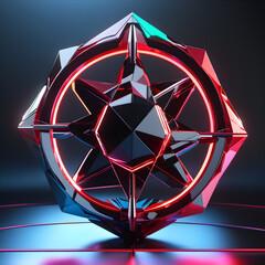 Abstract 3d polygon shaped futuristic dark background. Generative AI