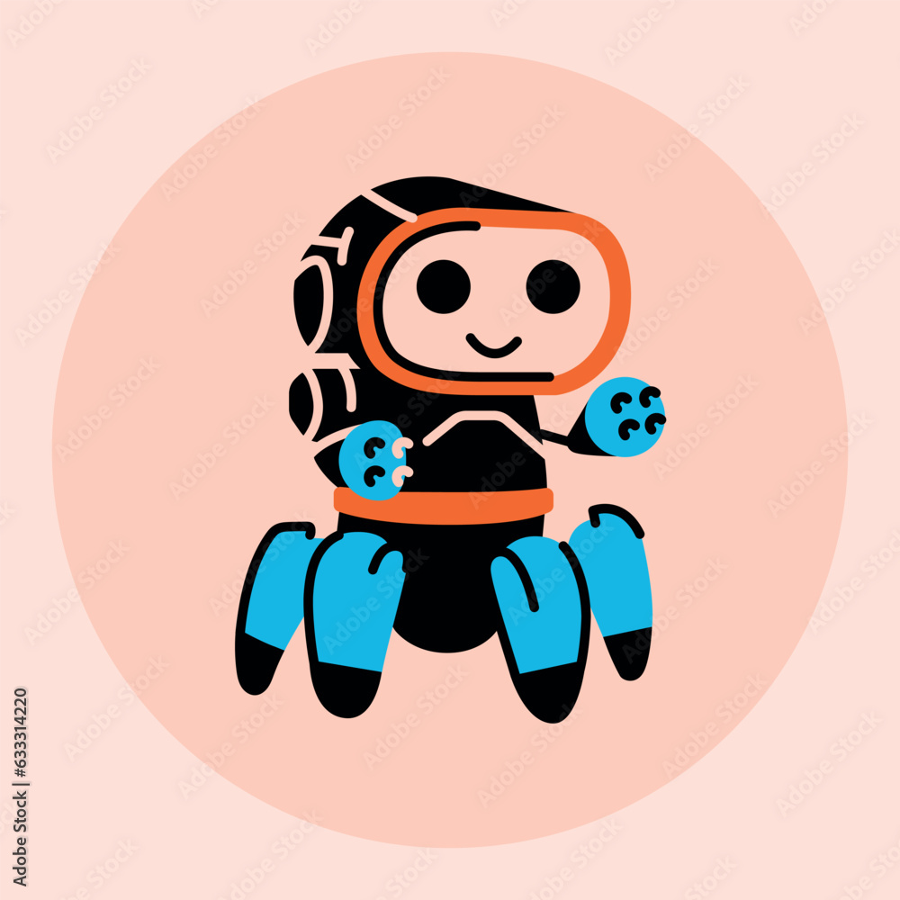 Poster robot color line icon.