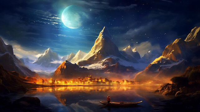 3d rendering picture illustration of dreamlike fantasy outdoor scene AI generated pictures