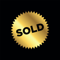 gold color sold sticker. sold sign. sold banner vector template