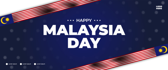 Fototapeta na wymiar happy malaysia independence day greeting banner with flag elements