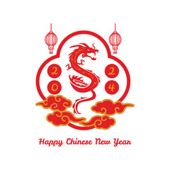 Red and gold 2024 year of the dragon design