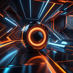 Abstract 3d polygon shaped futuristic dark background. Generative AI