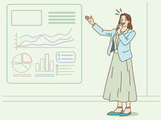 A young businessman speaking to a screen. Announcer. A teacher.