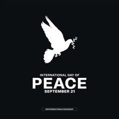 international peace day template with pigeon social media post design