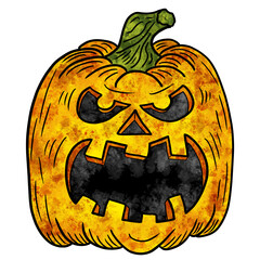 hand drawn halloween pumpkin isolated on white