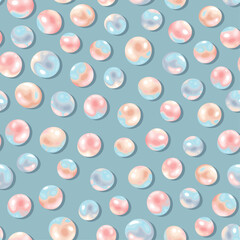 Blue and pink pearls vector seamless background