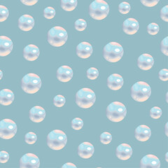 Blue and pink pearls vector seamless background