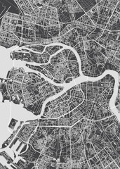 Obraz premium City map Saint Petersburg, monochrome detailed plan, vector illustration