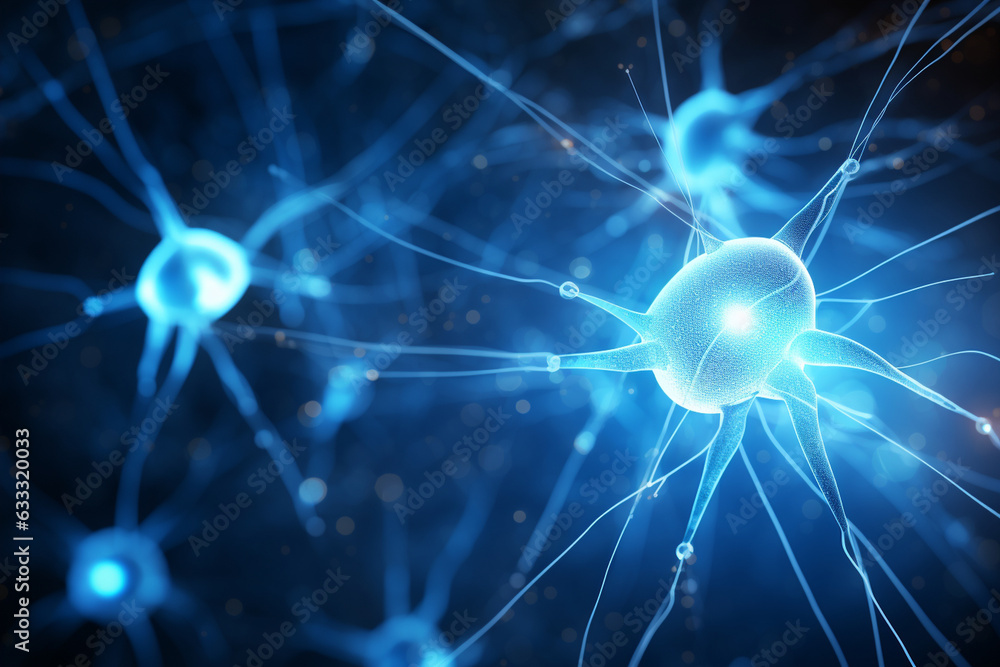 Poster Neuron in a futuristic digital world, neuron Generative AI