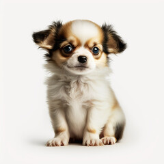 chihuahua puppy on white background, Generative AI.