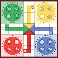 Classic family board game. Vector ludo board family game. Ludo board game. Ludo game board design. Vector ludo game's design.