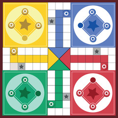 Classic family board game. Vector ludo board family game. Ludo board game. Ludo game board design. Vector ludo game's design.