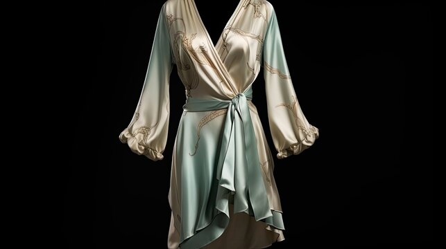 Elegance and sophistication in an opulent silk robe paired with a matching chemise, a luxurious ensemble that exudes grace and allure. Generated by AI.