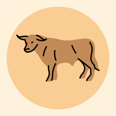 Bull color line icon. Farm animals. 