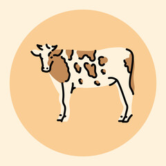 Cow black line icon. Farm animals.