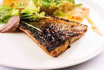 Fish dish - fried fish fillet and vegetables
