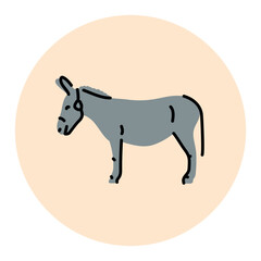  Donkey color concept. Farm animals. color element. Digital illustration for web page, mobile app, promo.
