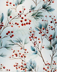 Christmas holidays watercolor seamless pattern 