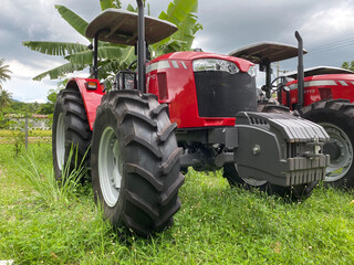 Newly issued Farm tractor in a university parking facility