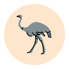 Ostrich color line icon. Farm animals.