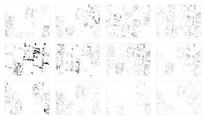 Overlay textures set stamp with grunge effect. Old damage Dirty grainy and scratches. dirty, texture for your set design. Grunge texture white and black. Sketch abstract to Create Distressed Effect.