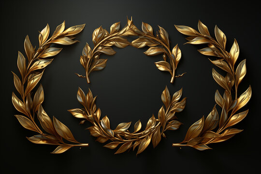 golden laurels icon isolated 