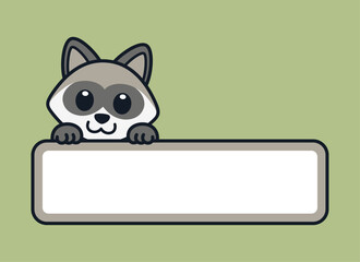 Cute Raccoon Vector Label