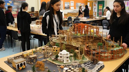 Students take part in a dynamic science fair, showcasing their creativity and dedication to unraveling the mysteries of the natural world through captivating projects. Generated by AI.