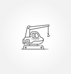 icon of mobile crane crawler heavy vehicles. crane icon vector in trendy style. crawler crane icon illustration. isolated on white background. vector illustration