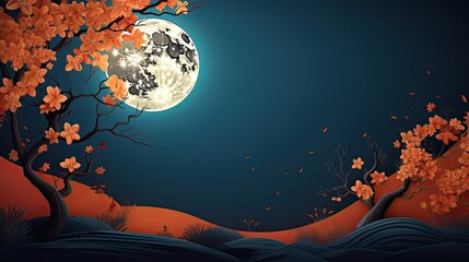 The moon in the forest background