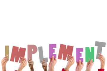 Digital png illustration of hands holding implement text on transparent background