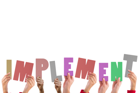 Digital png illustration of hands holding implement text on transparent background