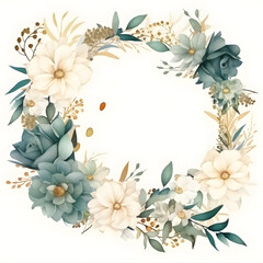Flower wreath watercolor illustration isolated on white background