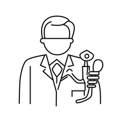 Dentist - vector line design single isolated icon on white background. Dental health service, idea tooth care treatment. illustration EPS 10. Editable stroke.