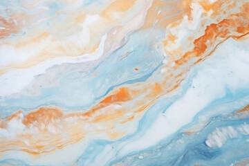 Marble background, Marble pattern in light in blue and orange colors. Marble stone wall design in...
