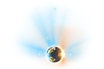 Digital png illustration of globe with light trails on transparent background
